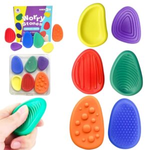 Fidget Toys Sensory Stones, 6 Stück Stressabbau Sensorische Stone Stressberuhigendes Spielzeug Textured Sensory Stone für Kinder und Erwachsene